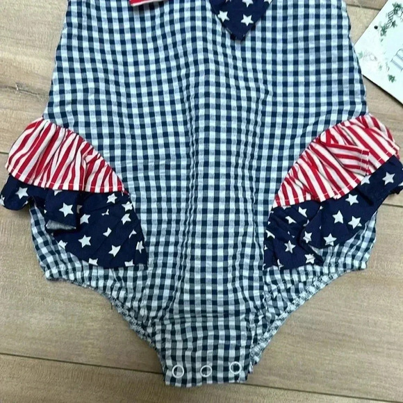 NWT IRIS & IVY 4th of july (fourth of july) romper one piece America Sz 12M - Picture 3 of 6